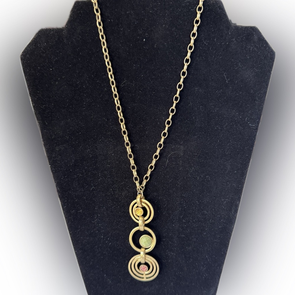 Gold Pendant Necklace with Circular Design